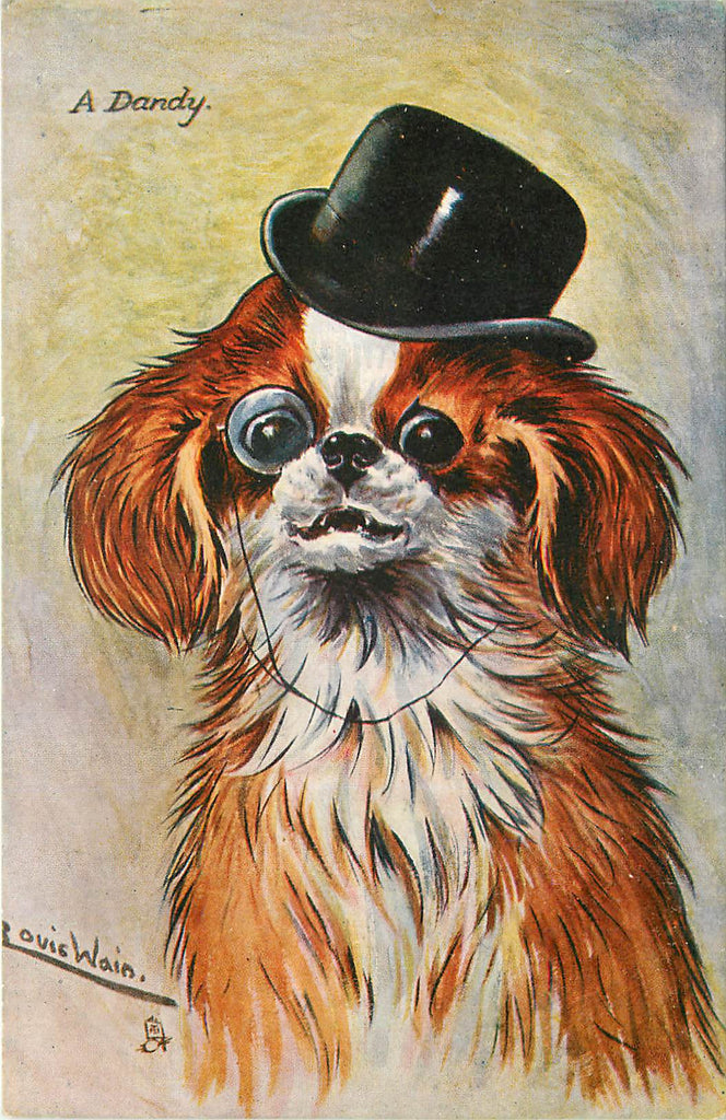 Louis Wain - DANDY - Raphael Tuck series 6401- Dog - Top Hat