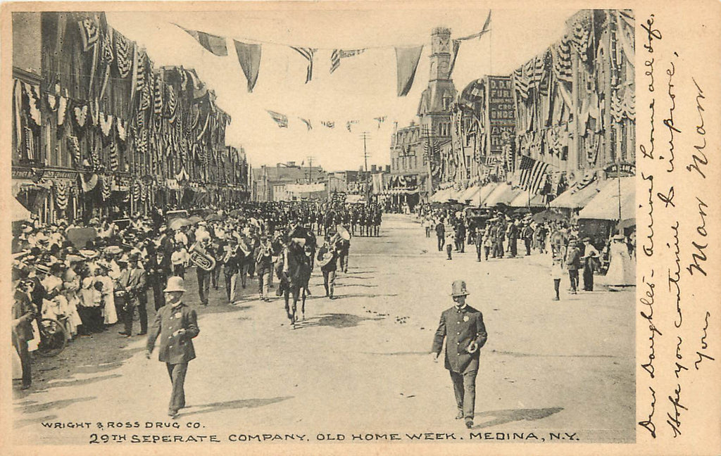 Medina - NY - 29th Separate Company - Parade - Old Home Week - Original  Postcard