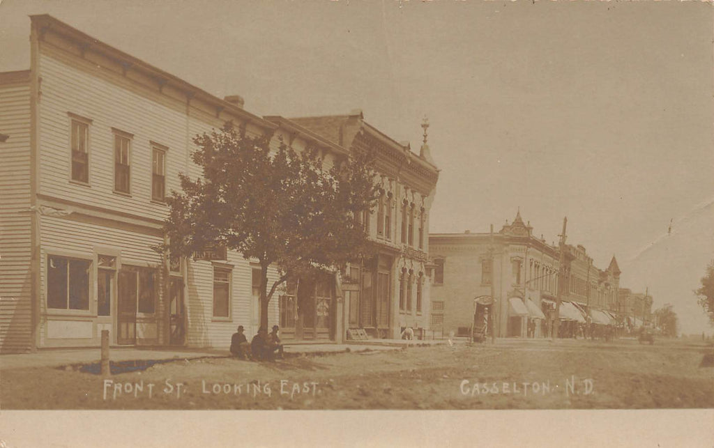 Casselton ND North Dakota - Front Street -  1908 Real Photo RPPC
