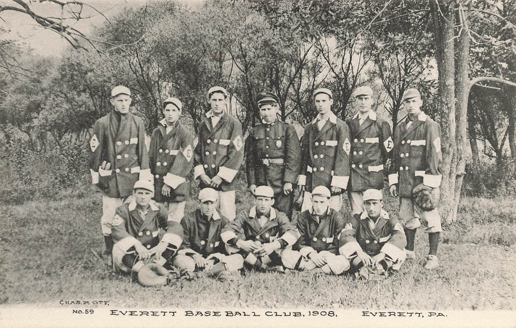 Everett Baseball Club 1908 - Everett PA Pennsylvania - ﻿Albertype Postcard