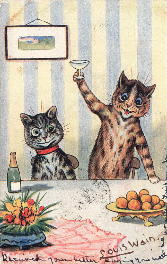Louis Wain -  Two Cats Toasting