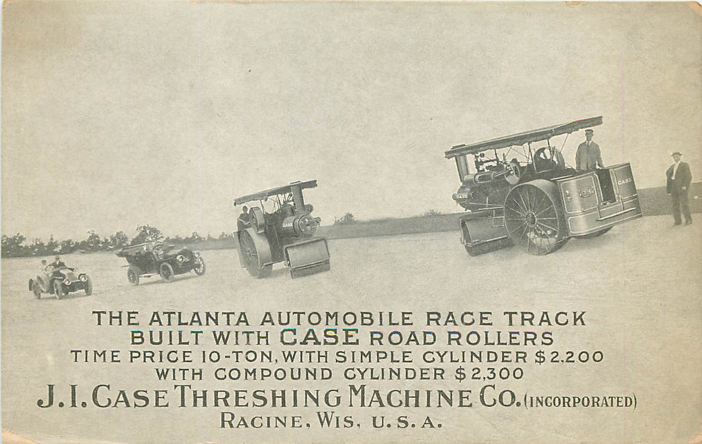 Atlanta Automobile Race Track Speedway - Case Machine Road Roller Adv - GA