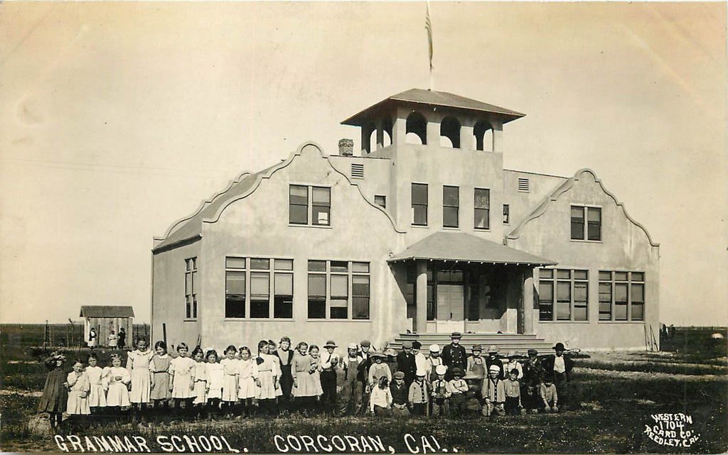 Corcoran - Grammar School - Outhouse - Baseball - Western Card Co RPPC - California