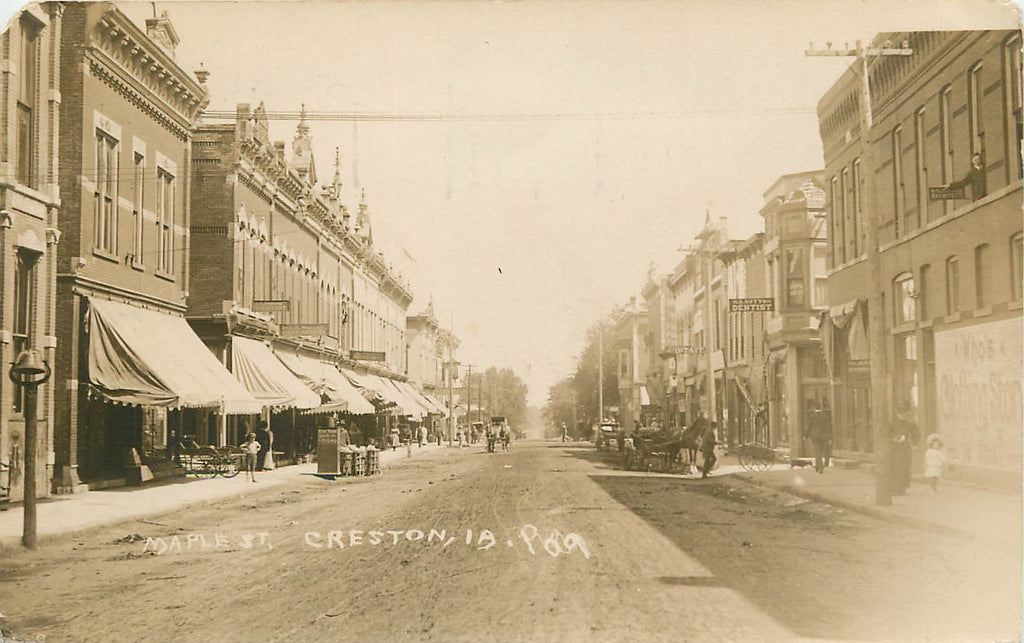 Creston - Iowa - IA - Maple Street - 1909 Real Photograph - Osteopathy