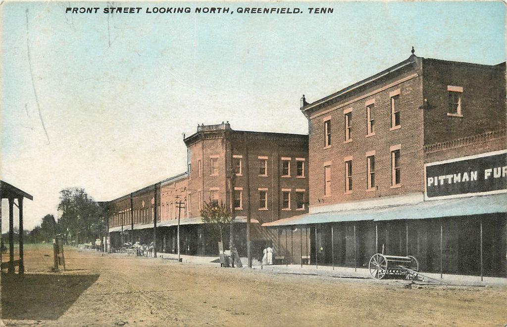 Greenfield Tennessee - Front Street - North - Original Postcard - Pittman Furniture