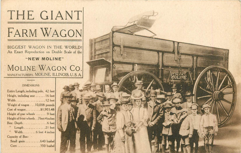 Moline Wagon Company   - Giant Farm Wagon - Moline Illinois - Advertisement Postcard