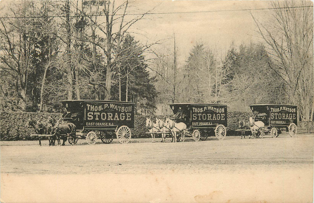 East Orange New Jersey - Watson Storage - Horse drawn wagon advertising - Original Postcard