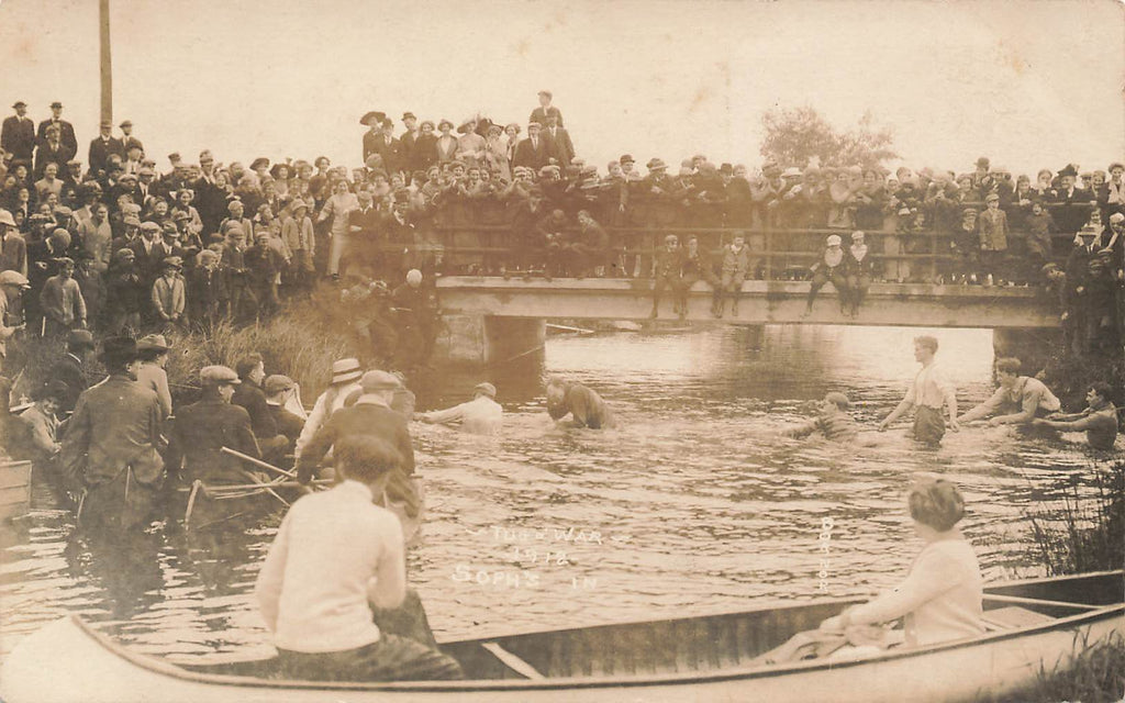 Water TUG OF WAR - Sophomore's In - 1912 - Albion Michigan