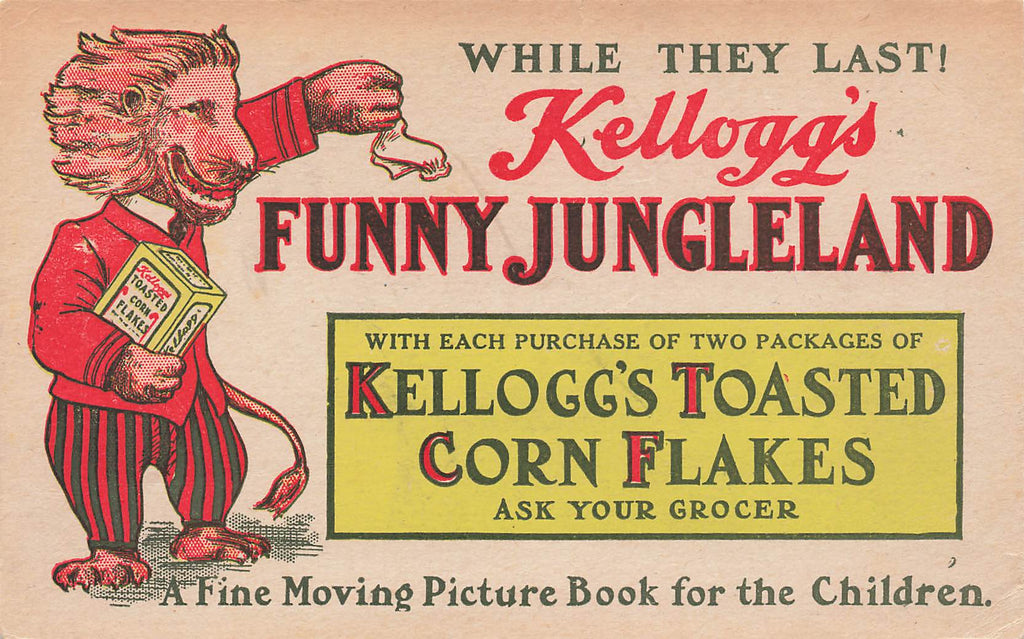 Kellogg's Funny Jungleland - Postcard Advertising - Corn Flakes