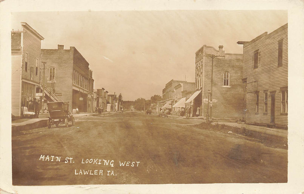 Lawler IA Iowa - Main Street  Looking West - Early RPPC