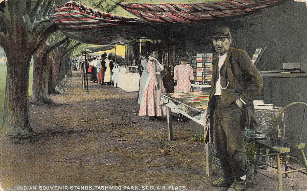 St Clair Flats MI - Tashmoo Park - Indian Souvenir - Postcard Rack
