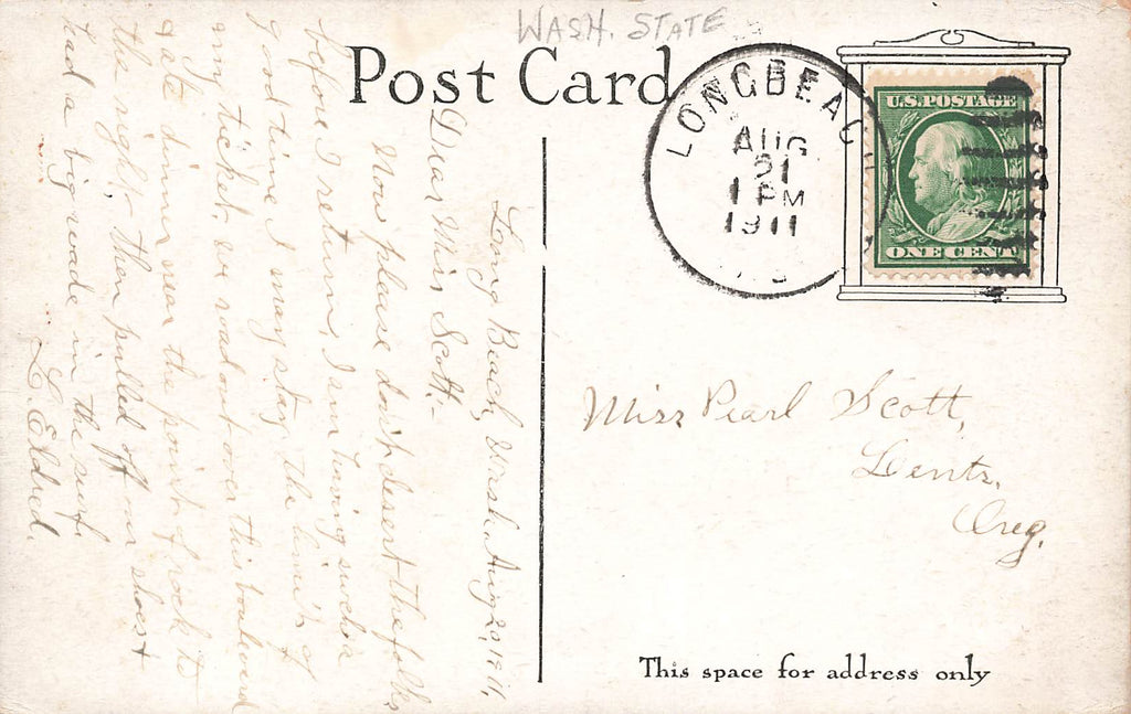 Long Beach Boulevard - WA Washington - 1911 Postcard