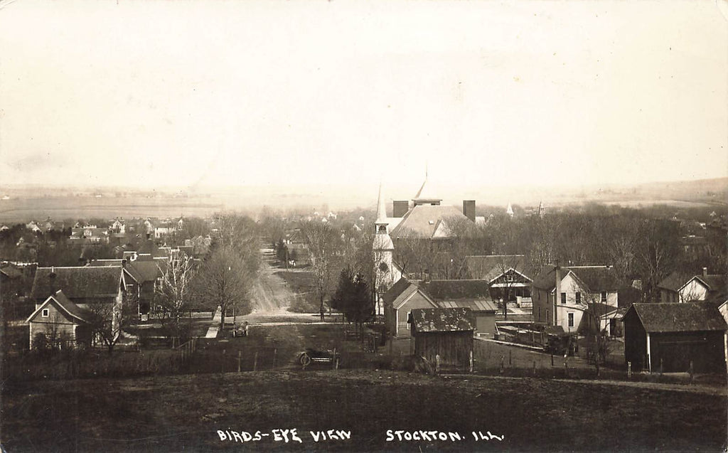 Stockton IL Illinois - Birds Eye View - Real Photo 1919