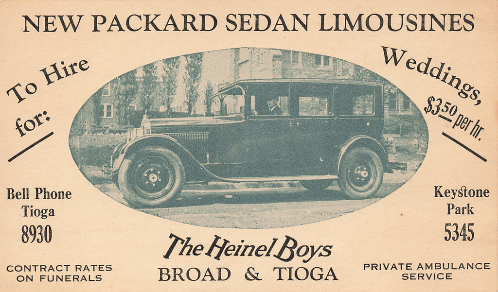 Packard Limousines - Heinel Boys - Philadelphia - Broad & Tioga - Rare