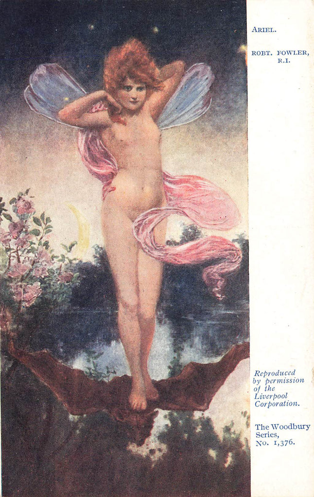 Robert Fowler - Artist Signed - Nude woman Wings - Ariel - Fantasy Postcard